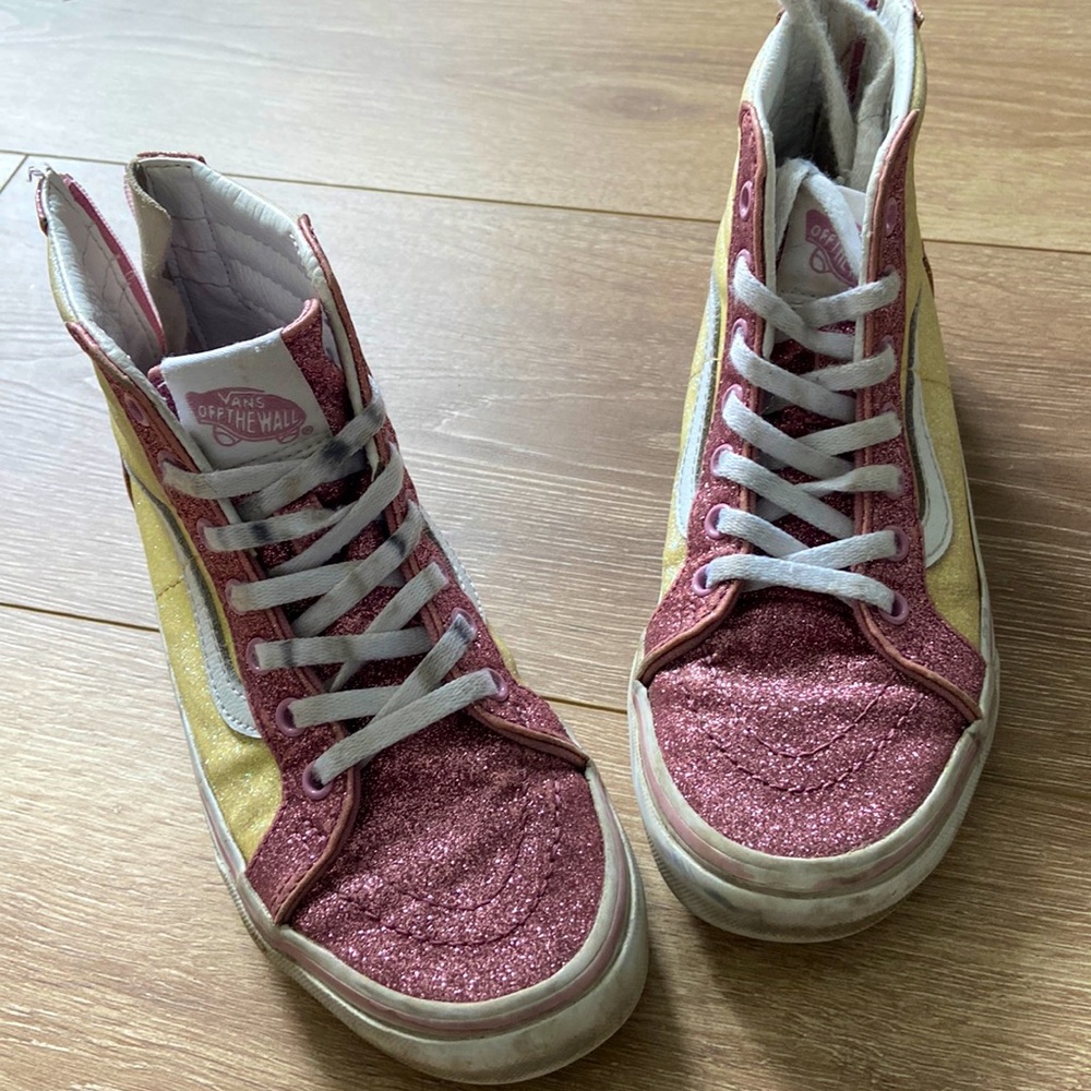 Vans sparkly high top shoes